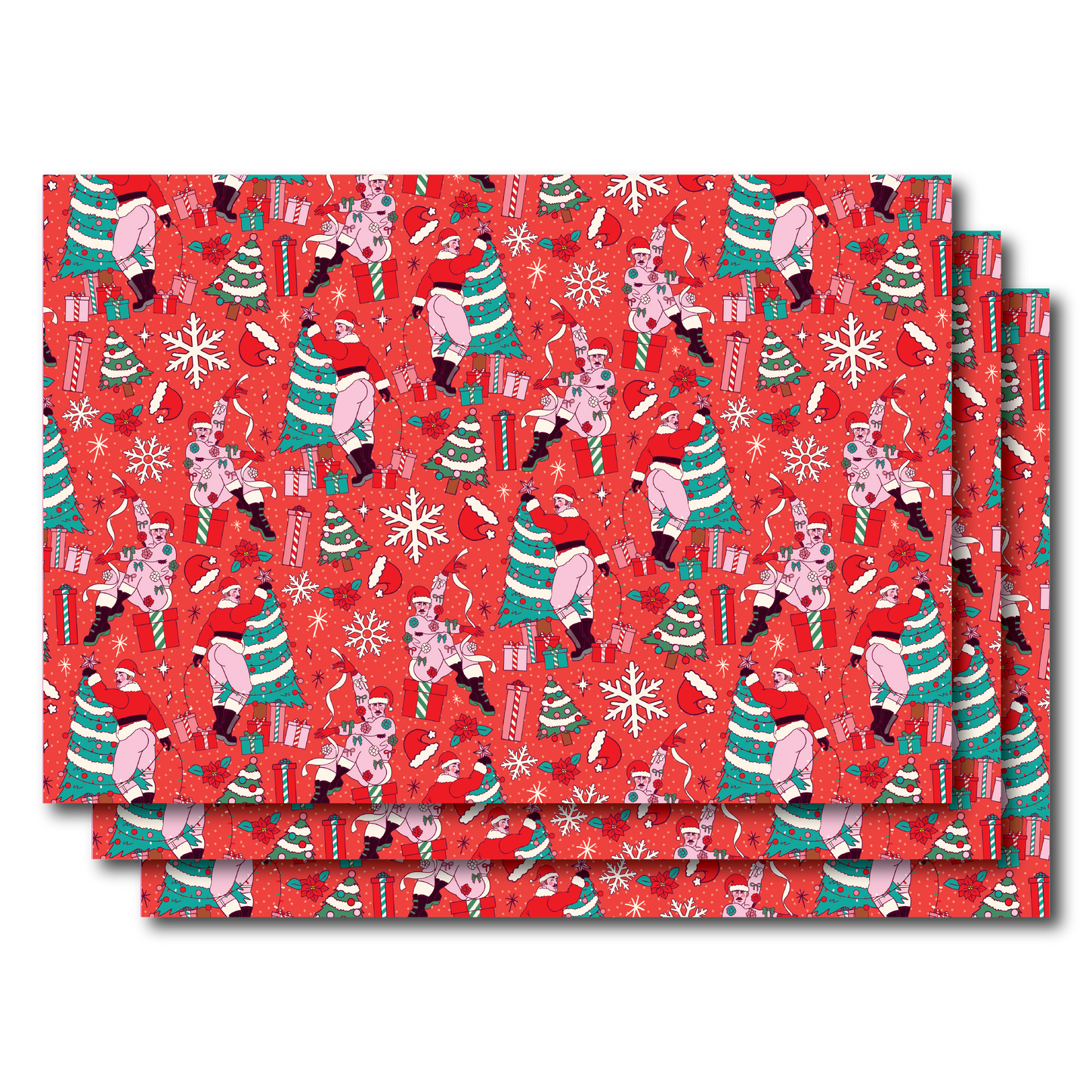 SANTA TOSS HOLIDAY WRAPPING PAPER SHEETS