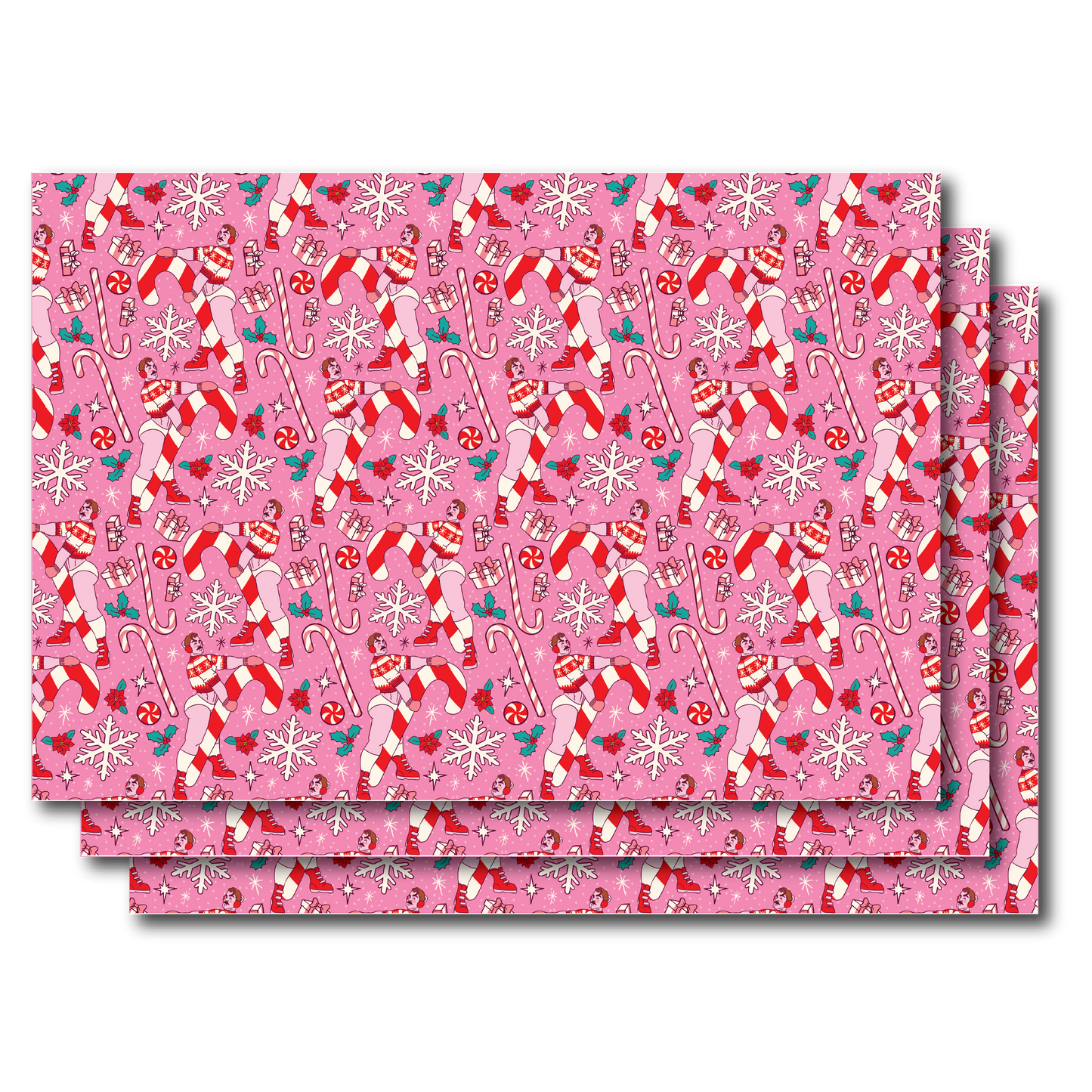 CANDY CANE HOLIDAY WRAPPING PAPER SHEETS