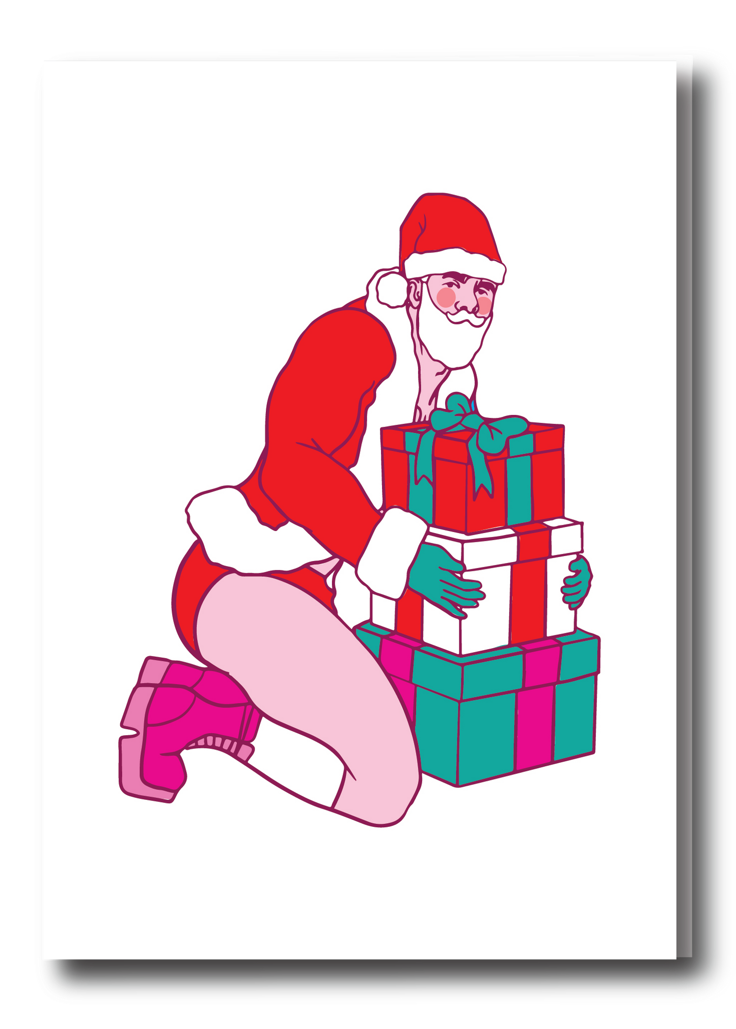 HOLIDAY PIN UP GREETING CARD - SANTA GIFTS