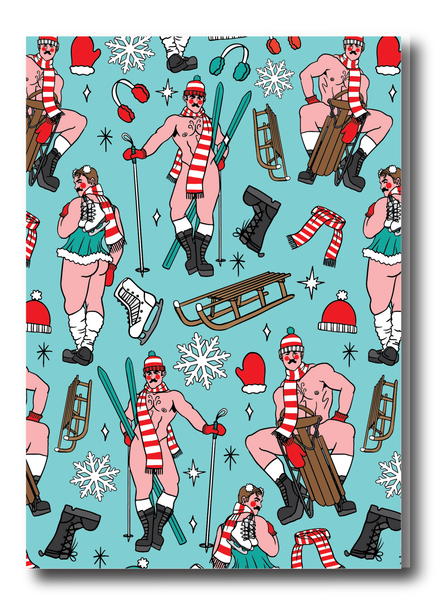 WINTER SPORTS ALLOVER HOLIDAY GREETING CARD