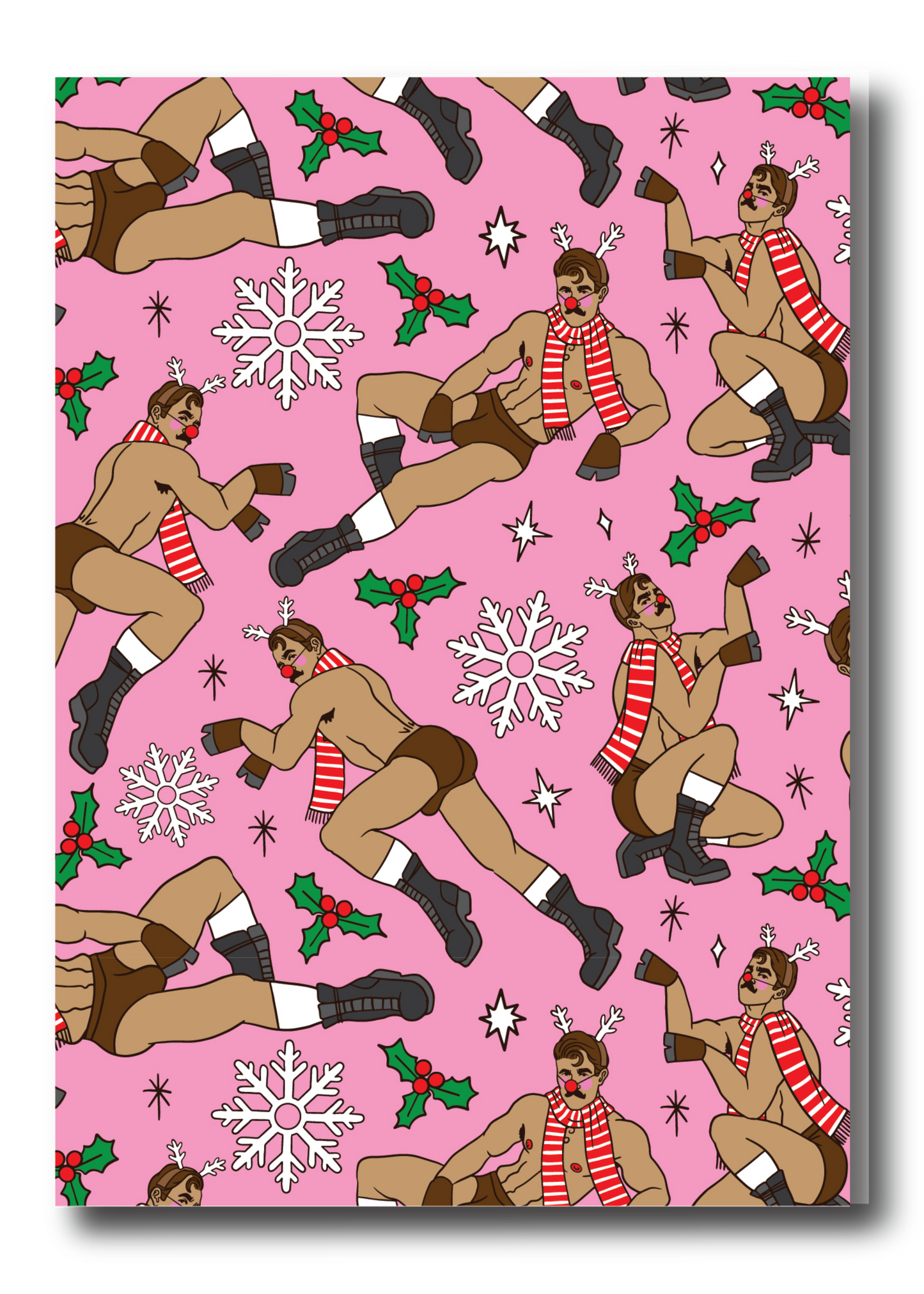 REINDEER ALLOVER HOLIDAY GREETING CARD