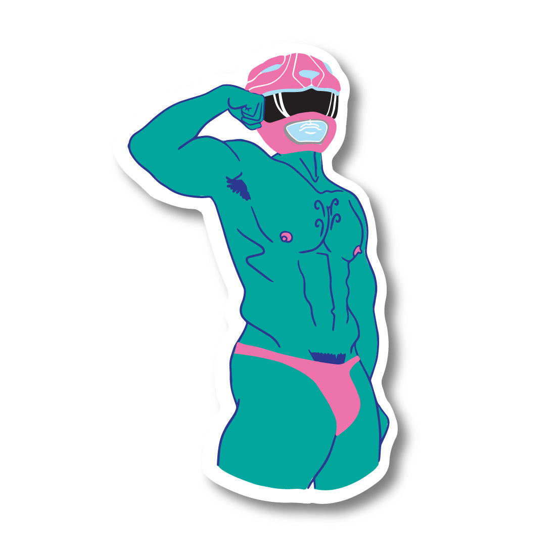 PINK RANGER FLEXING STICKER