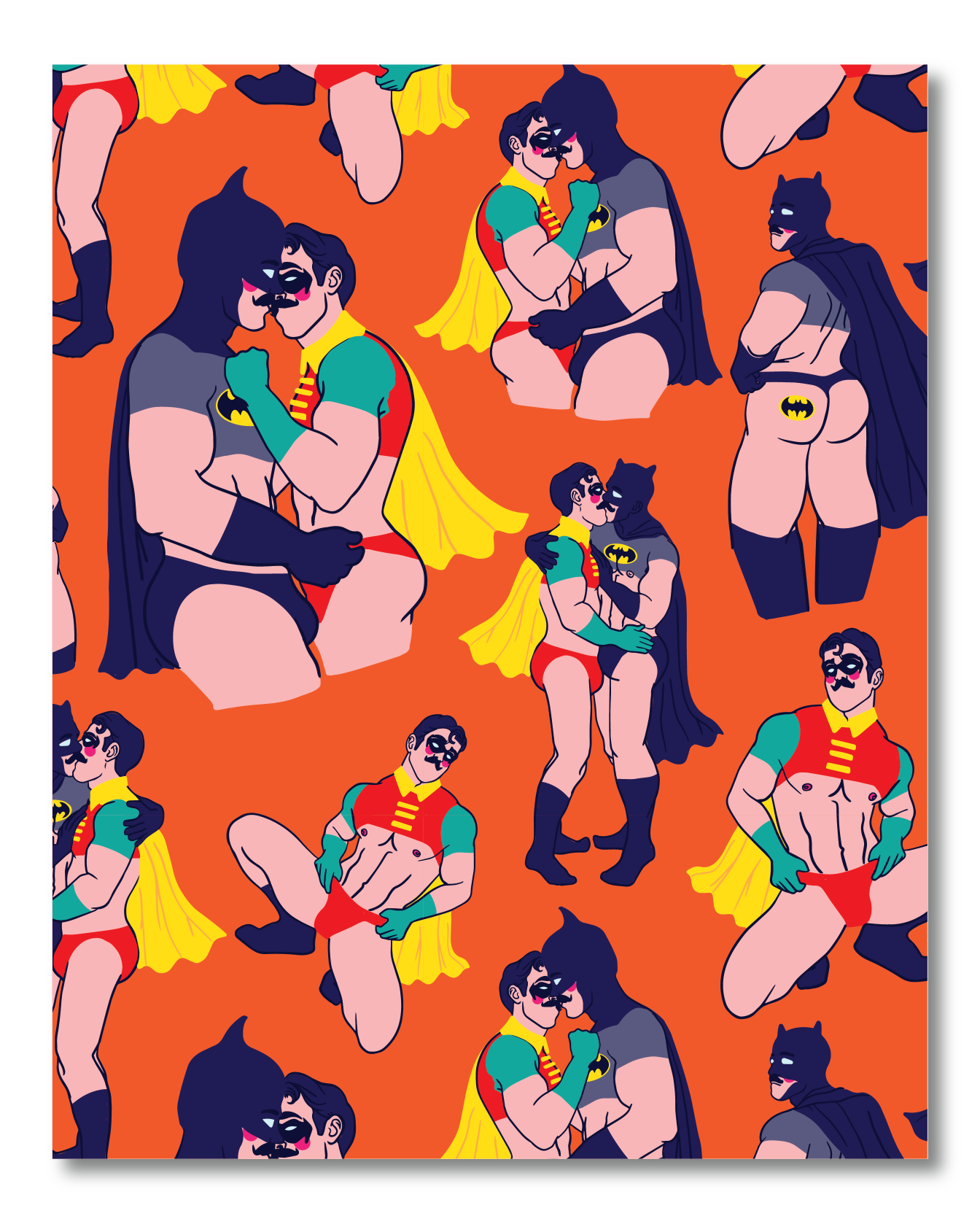 BATMAN AND ROBIN MAKE OUT PRINT