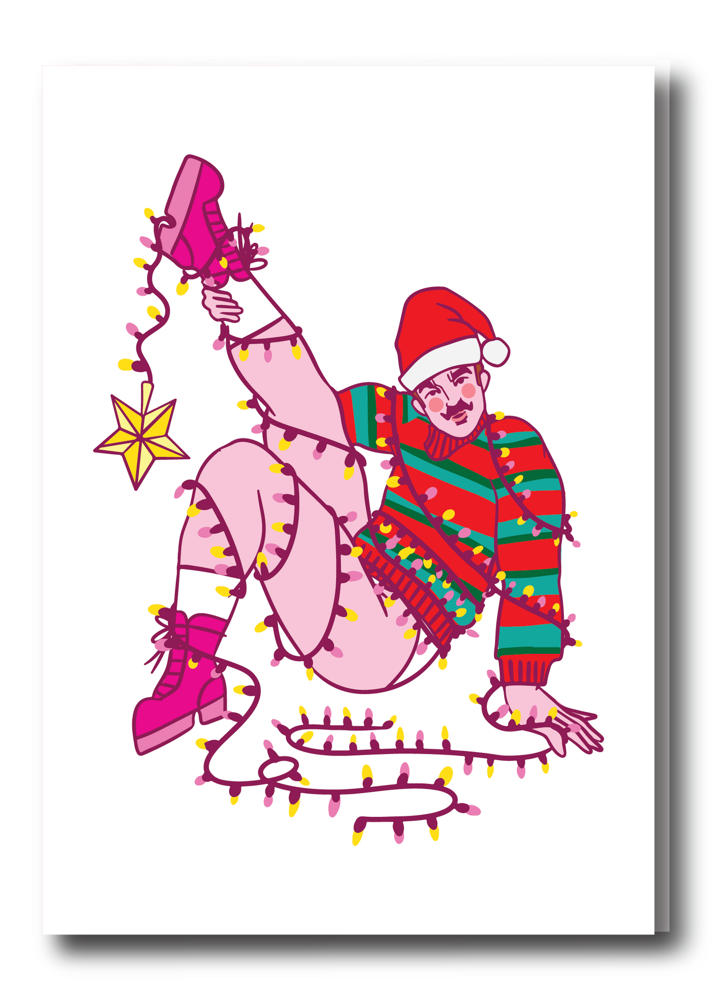 HOLIDAY PIN UP GREETING CARD - LIGHTS TANGLE