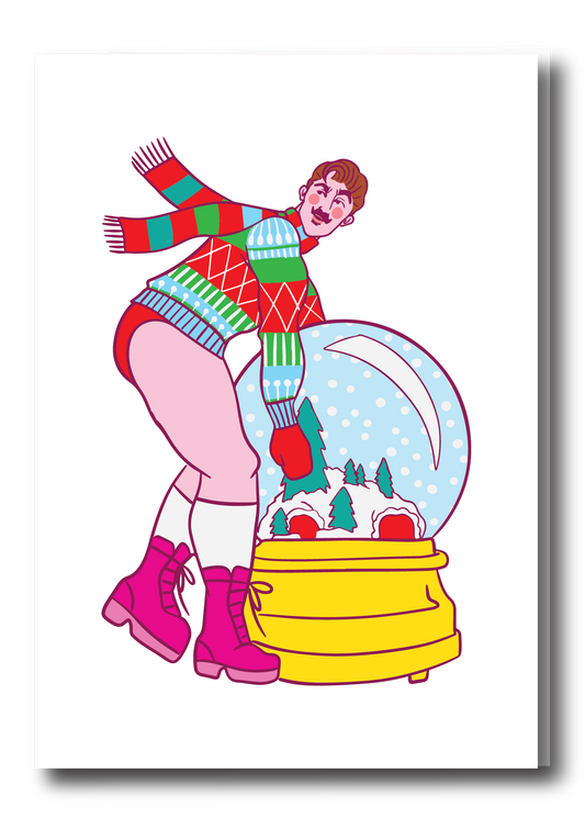 HOLIDAY PIN UP GREETING CARD - SNOWGLOBE