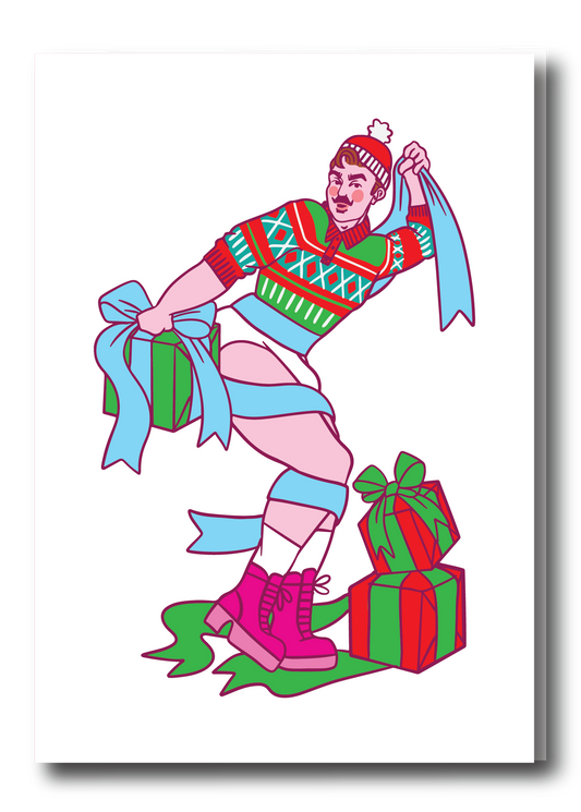 HOLIDAY PIN UP GREETING CARD - RIBBON WRAPPER