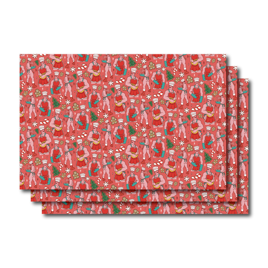 BAKERS PINUP HOLIDAY WRAPPING PAPER SHEETS