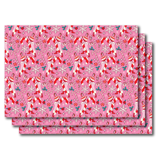 CANDY CANE HOLIDAY WRAPPING PAPER SHEETS