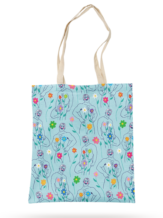 BABY BLUE FLOWER COVER UP TOTE BAG