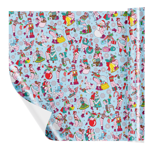 HOLIDAY PIN UP TOSS WRAPPING PAPER ROLL