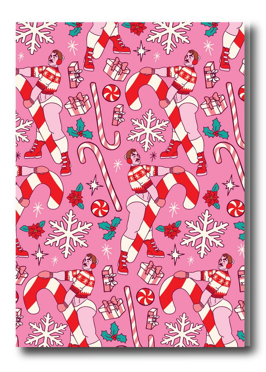 ALLOVER HOLIDAY PINUP GREETING CARD - CANDY CANES