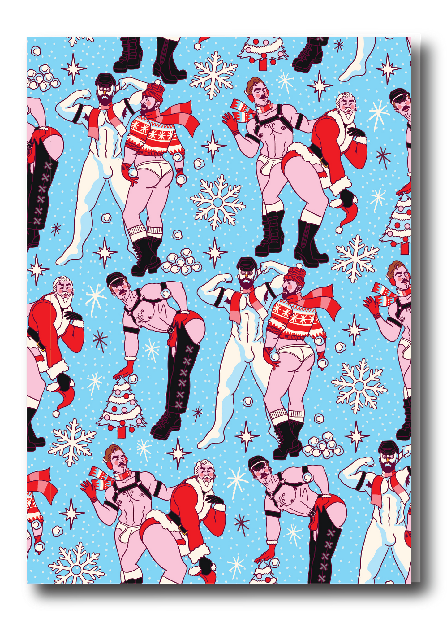 ALLOVER HOLIDAY PINUP GREETING CARD - LEATHER TOSS