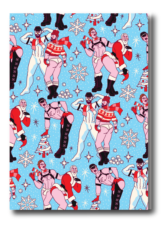 ALLOVER HOLIDAY PINUP GREETING CARD - LEATHER TOSS