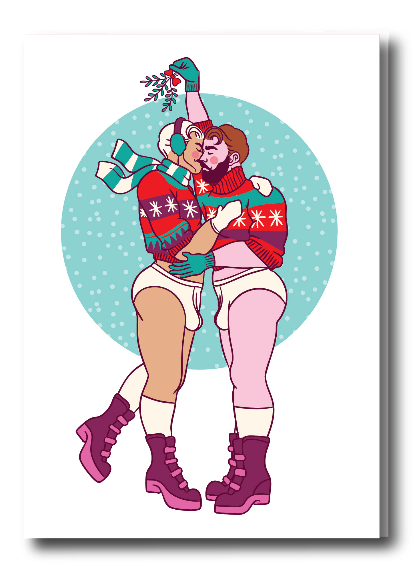 HOLIDAY PIN UP GREETING CARD - MISTLETOE