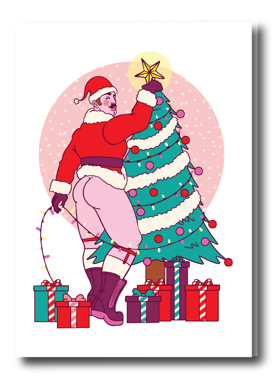 HOLIDAY PIN UP GREETING CARD - SANTA TREE