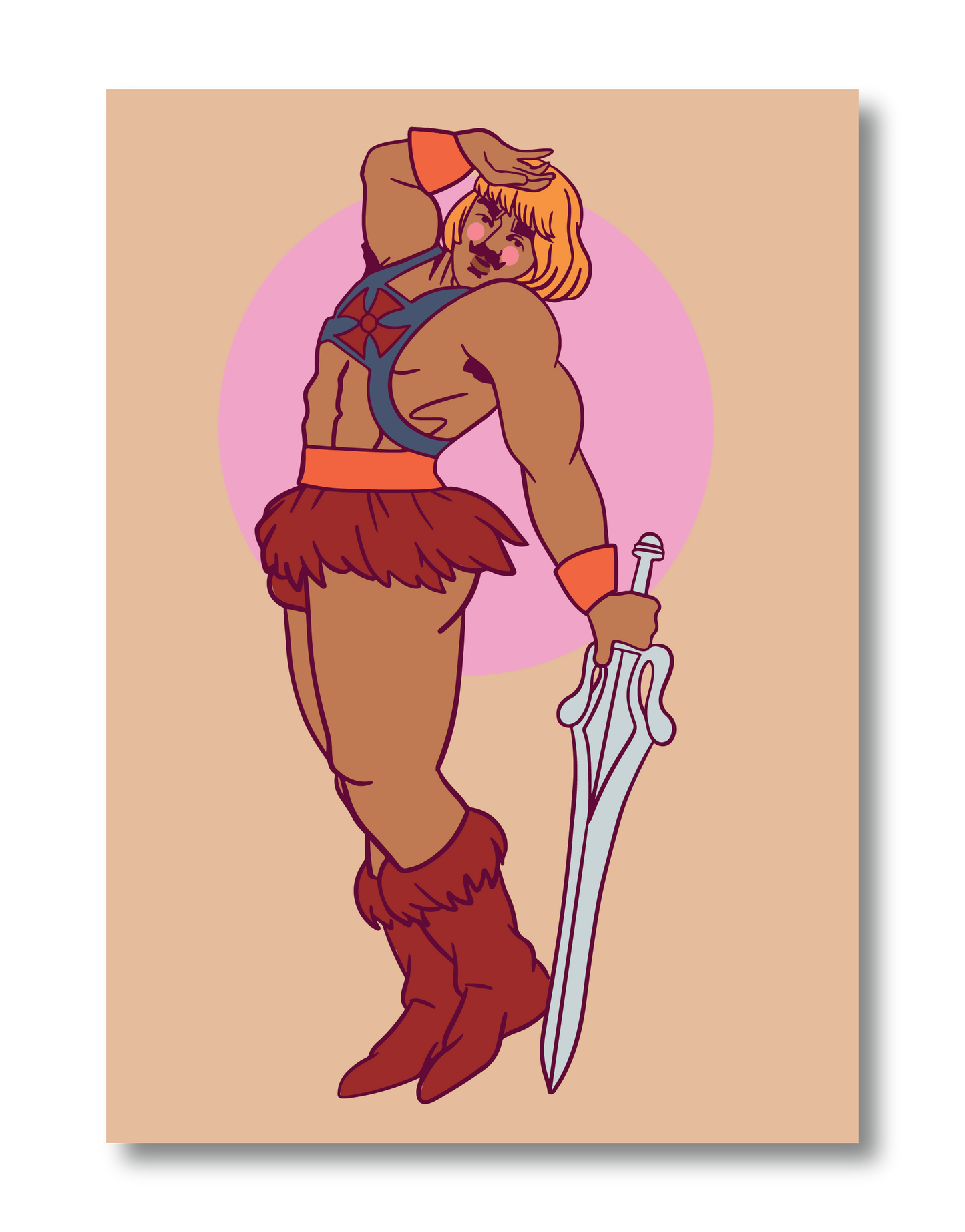 HE MAN PIN UP POSTCARD