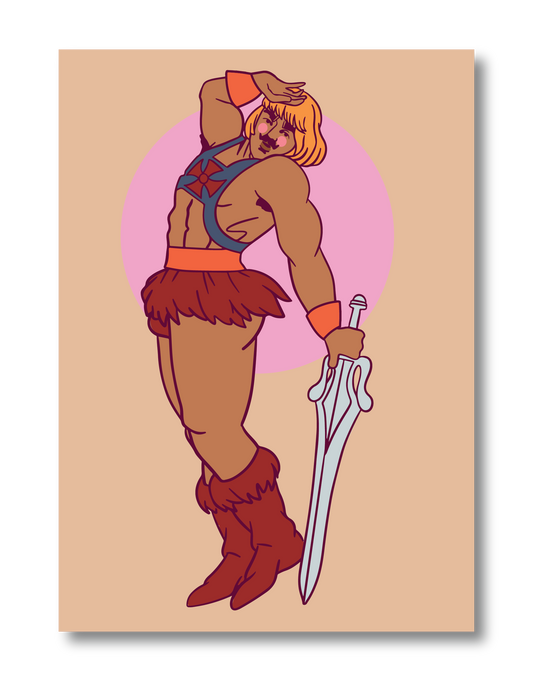 HE MAN PIN UP POSTCARD