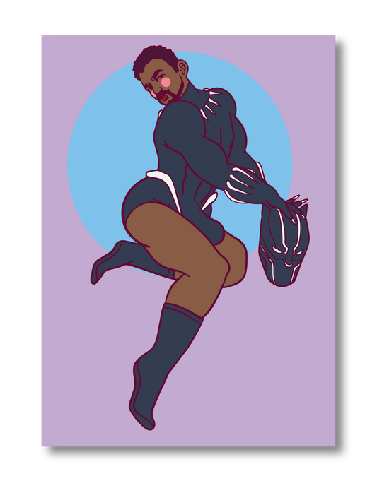 BLACK PANTHER PIN UP POSTCARD