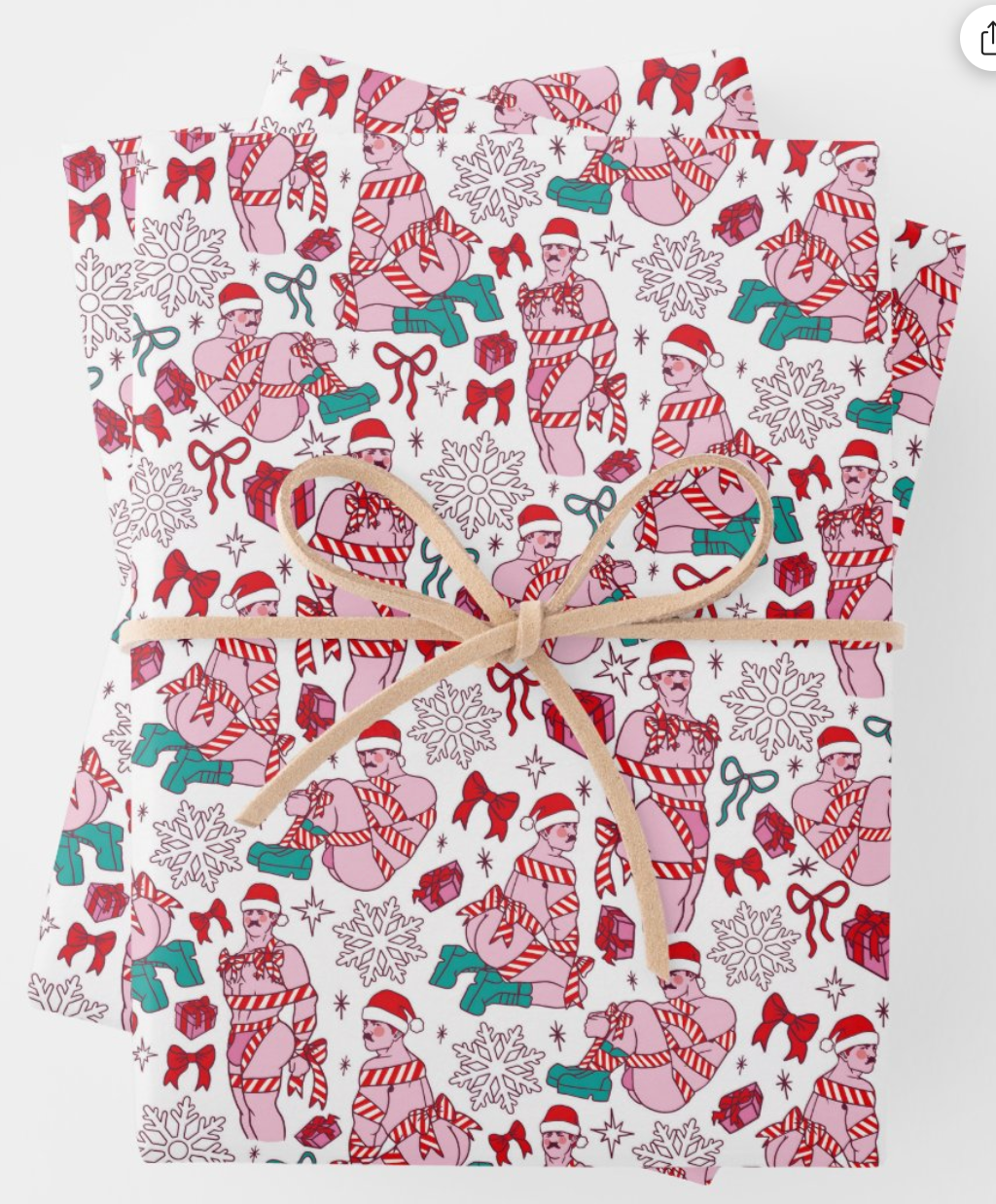 PRESENT TIED UP HOLIDAY WRAPPING PAPER SHEETS